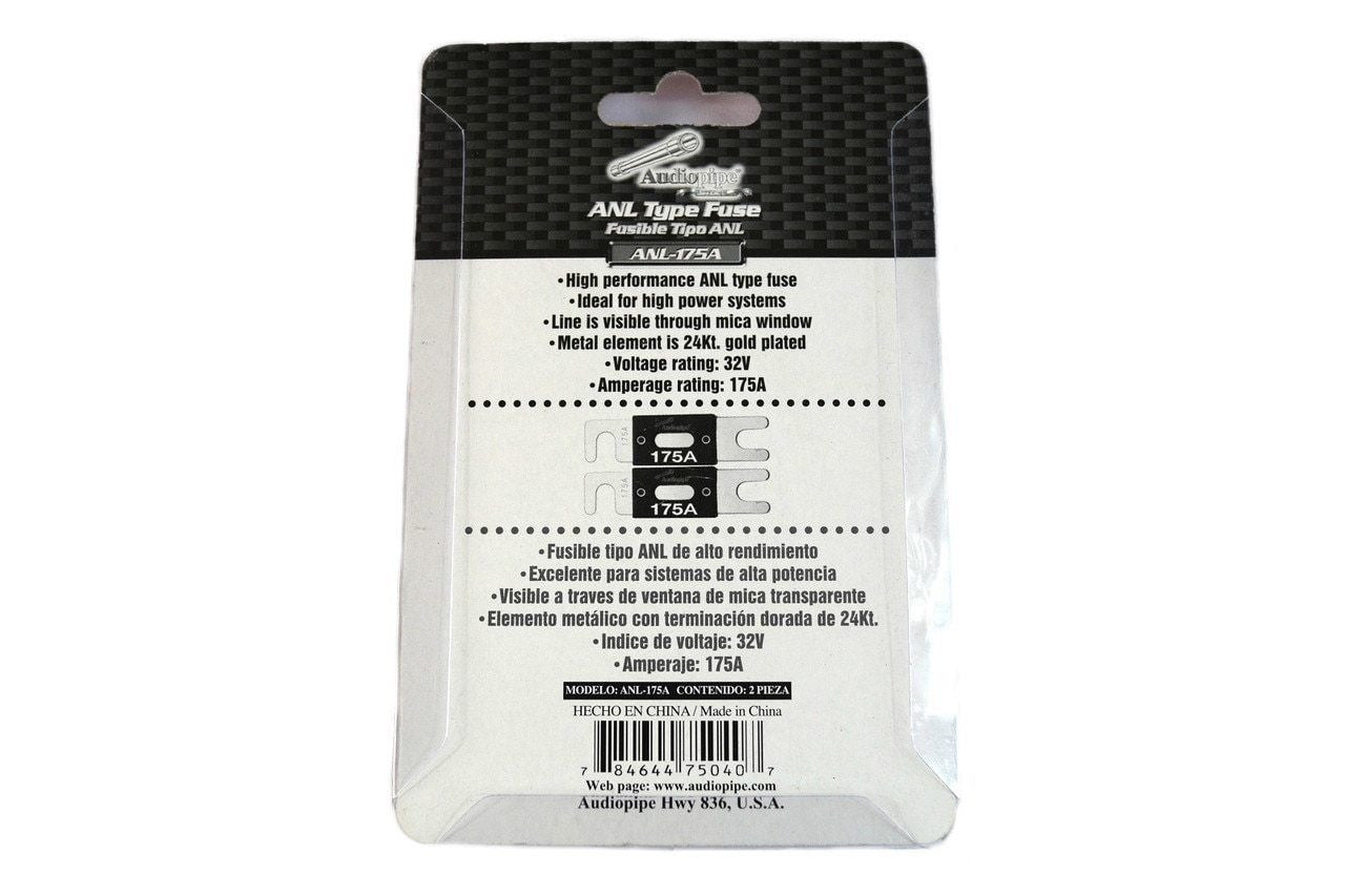 Audiopipe 4 Pack 175 Amp ANL Fuses Gold Plated Blister Pack Car Audio Stereo