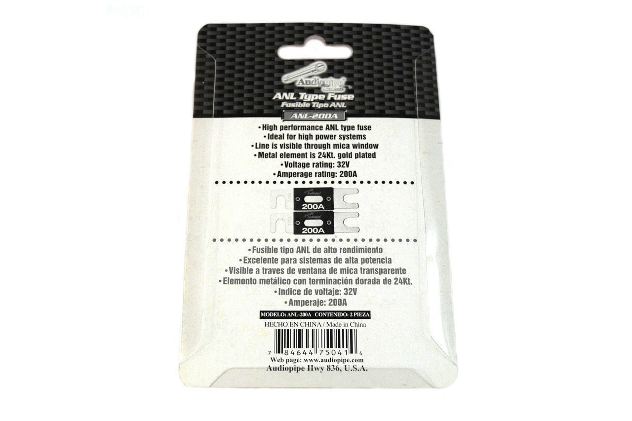 Audiopipe 2 Pack 200 Amp ANL Fuses Gold Plated Blister Pack Car Audio Stereo