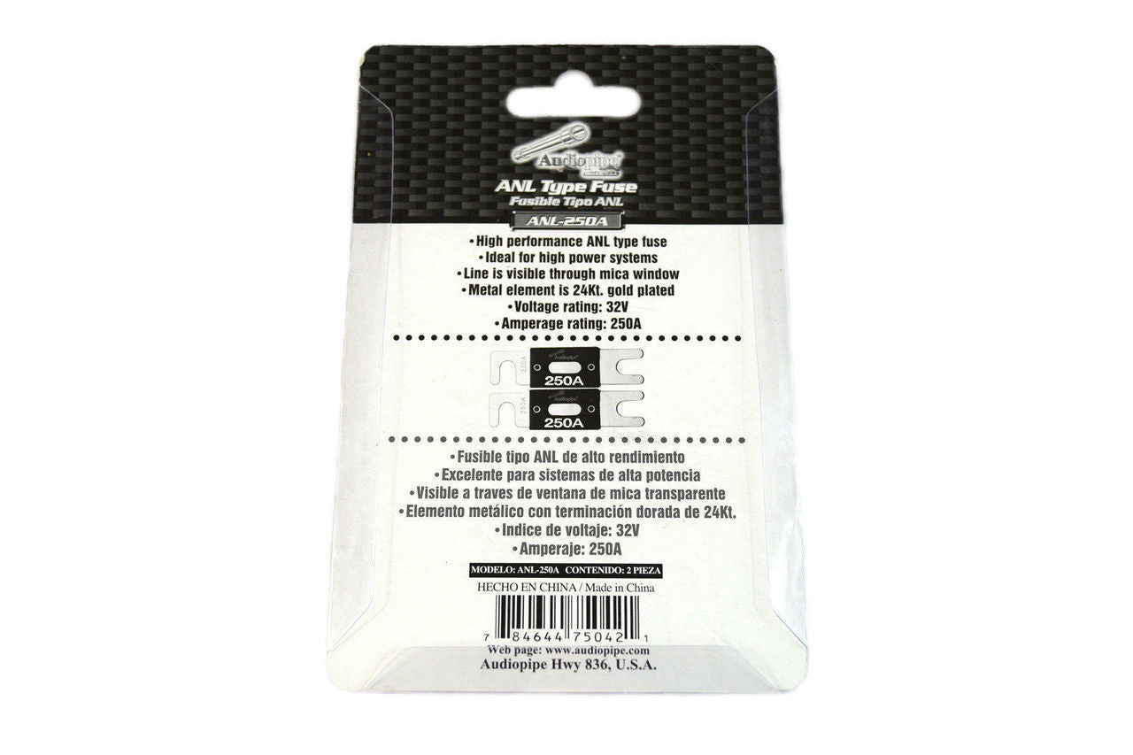 Audiopipe 4 Pcs 250 Amp ANL Fuses Gold Plated Blister Pack Car Audio Stereo