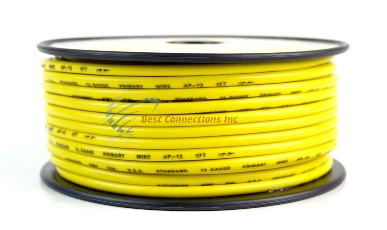 12 Gauge Car Audio Primary Wire (100ft–Yellow)– Remote, Power/Ground Electrical