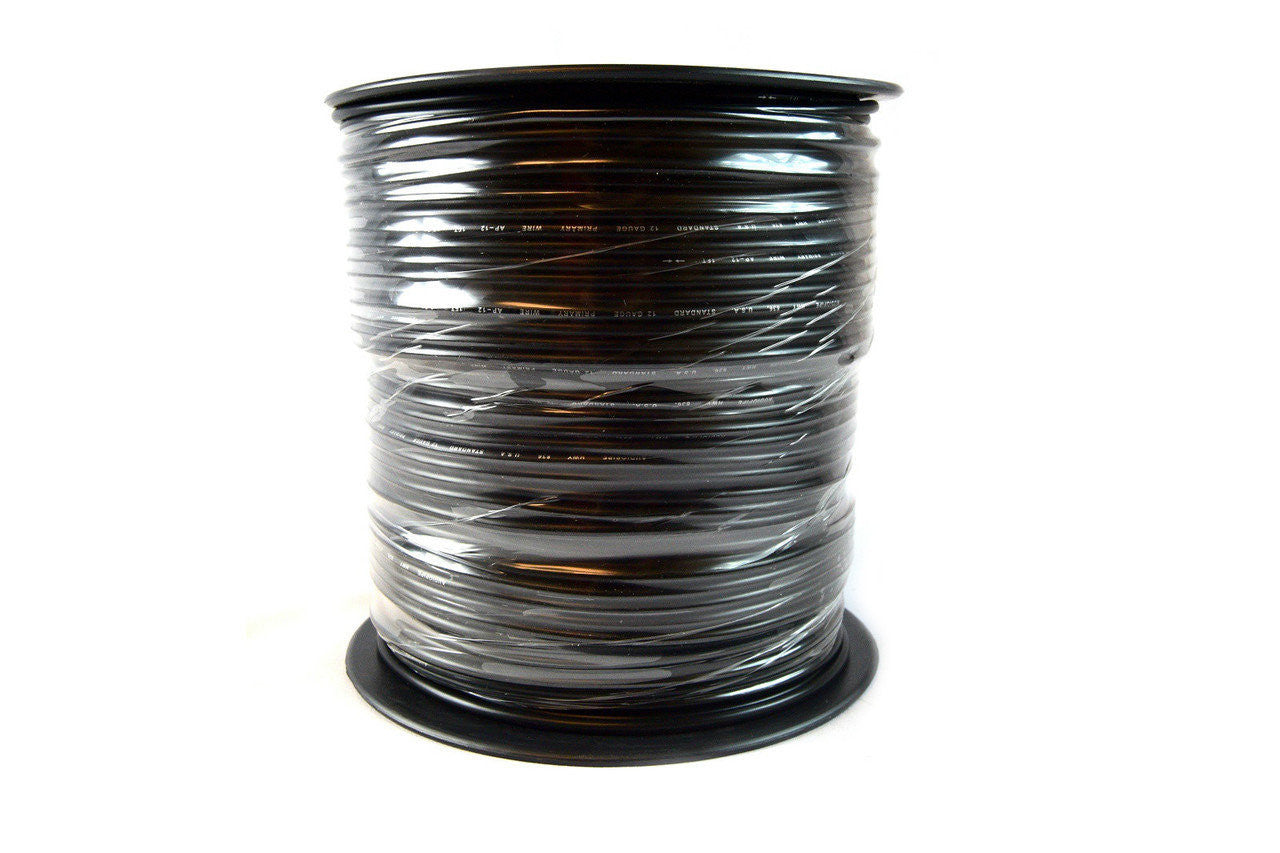 Audiopipe 12 Gauge Car Audio Primary Wire (500ft–Black)– Remote, Power/Ground Electrical