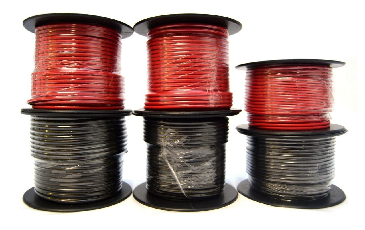 100' FT Each 14 16 18 GA 600FT Red Black Primary Remote Wire Power Stranded