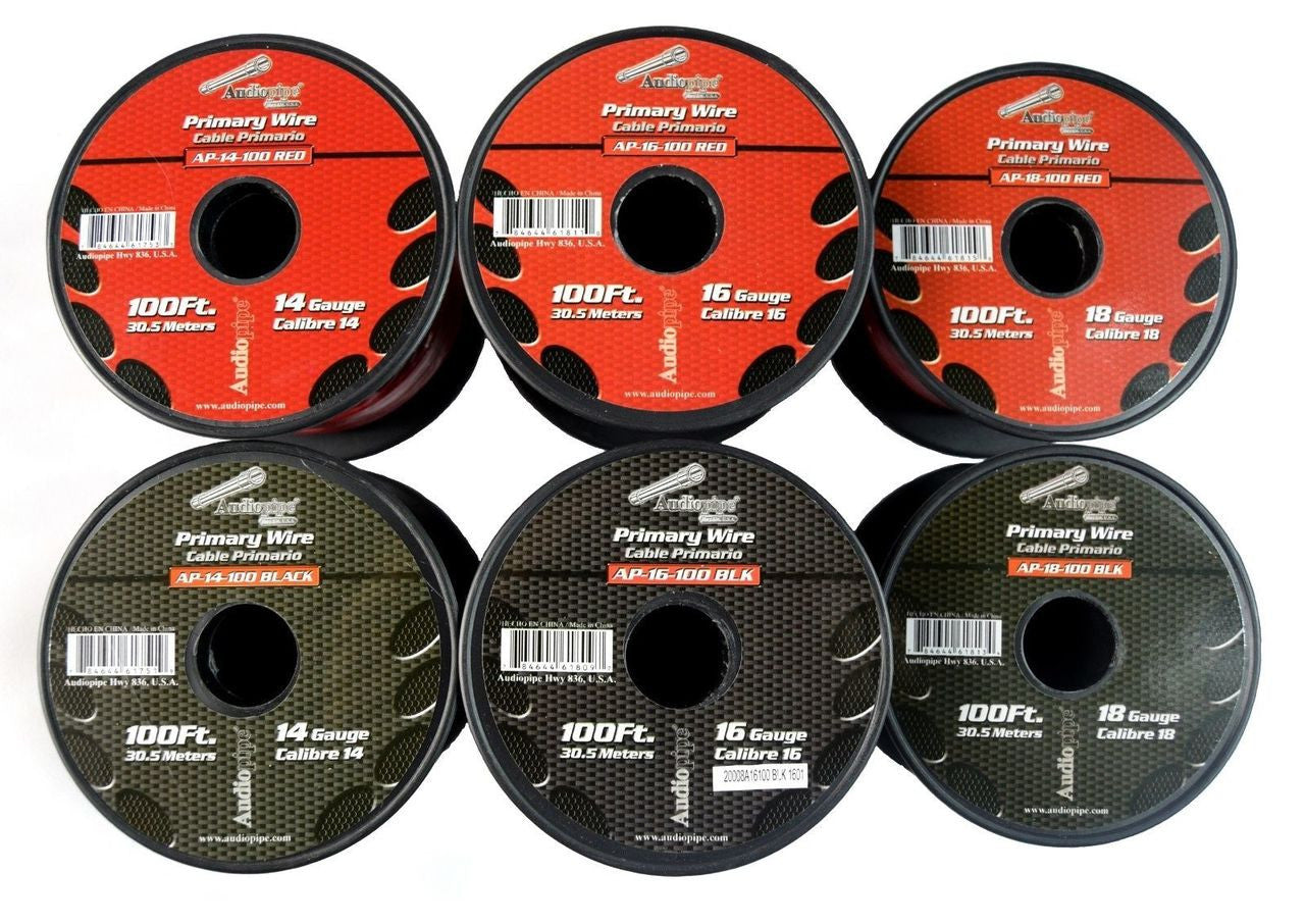 100' FT Each 14 16 18 GA 600FT Red Black Primary Remote Wire Power Stranded