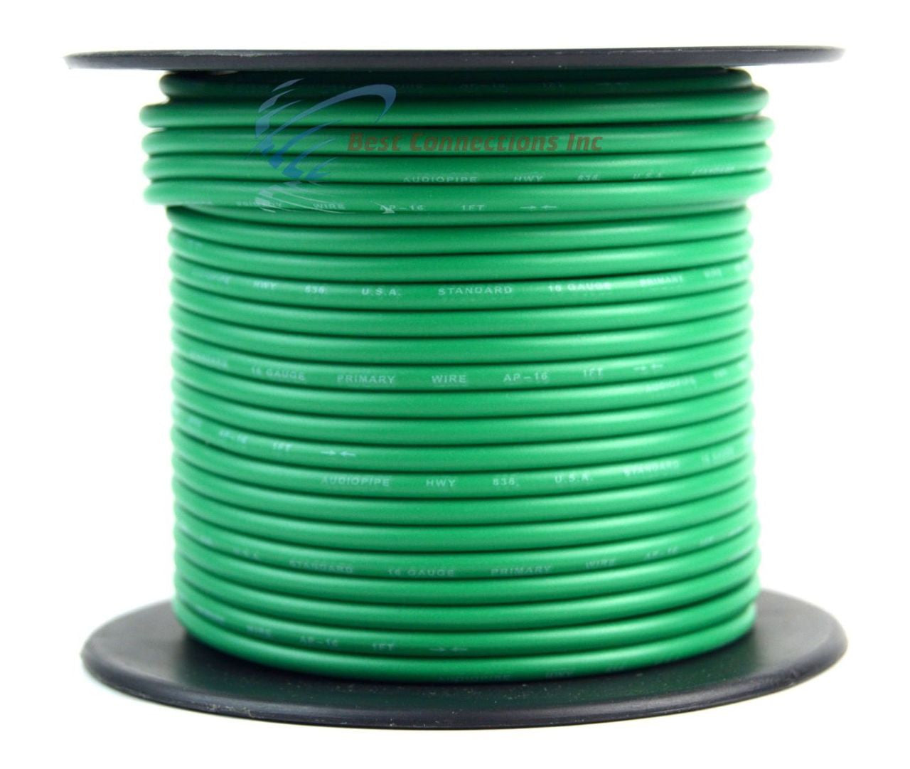 16 Gauge Car Audio Primary Wire (100ft–Green)– Remote, Power/Ground Electrical