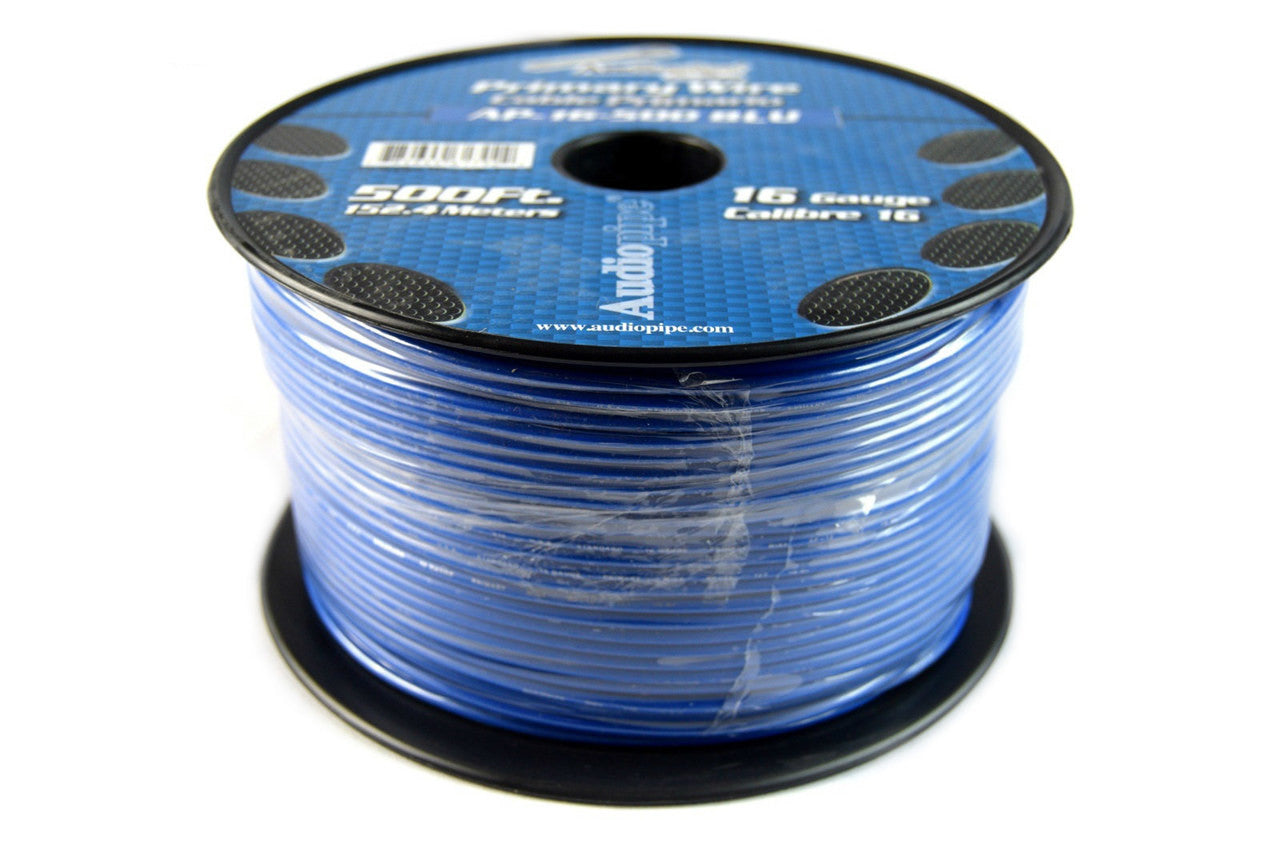 16 Gauge Car Audio Primary Wire (500ft–Blue)– Remote, Power/Ground Electrical