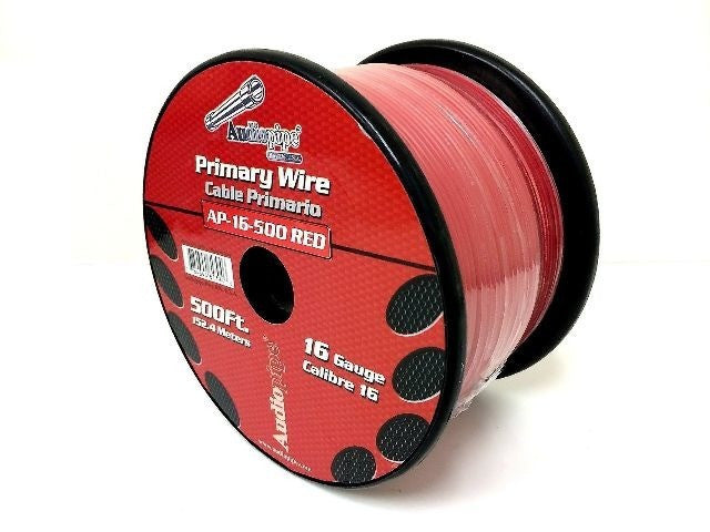 16 Gauge Car Audio Primary Wire (500ft–Red)– Remote, Power/Ground Electrical