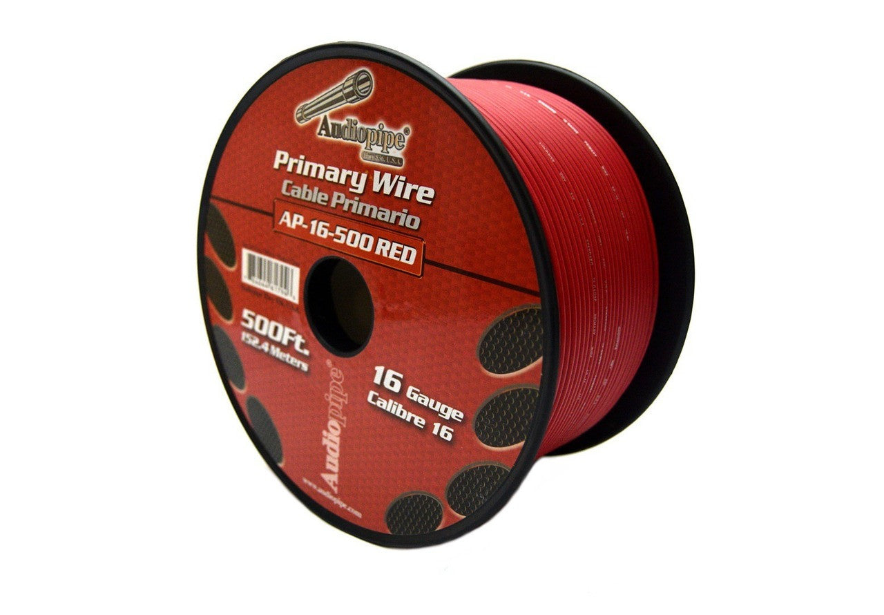 16 Gauge Car Audio Primary Wire (500ft–Red)– Remote, Power/Ground Electrical
