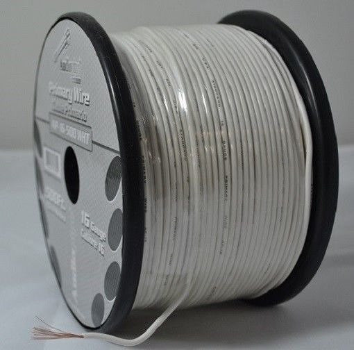 Audiopipe 16 Gauge Car Audio Primary Wire (500ft–White)– Remote, Power/Ground Electrical