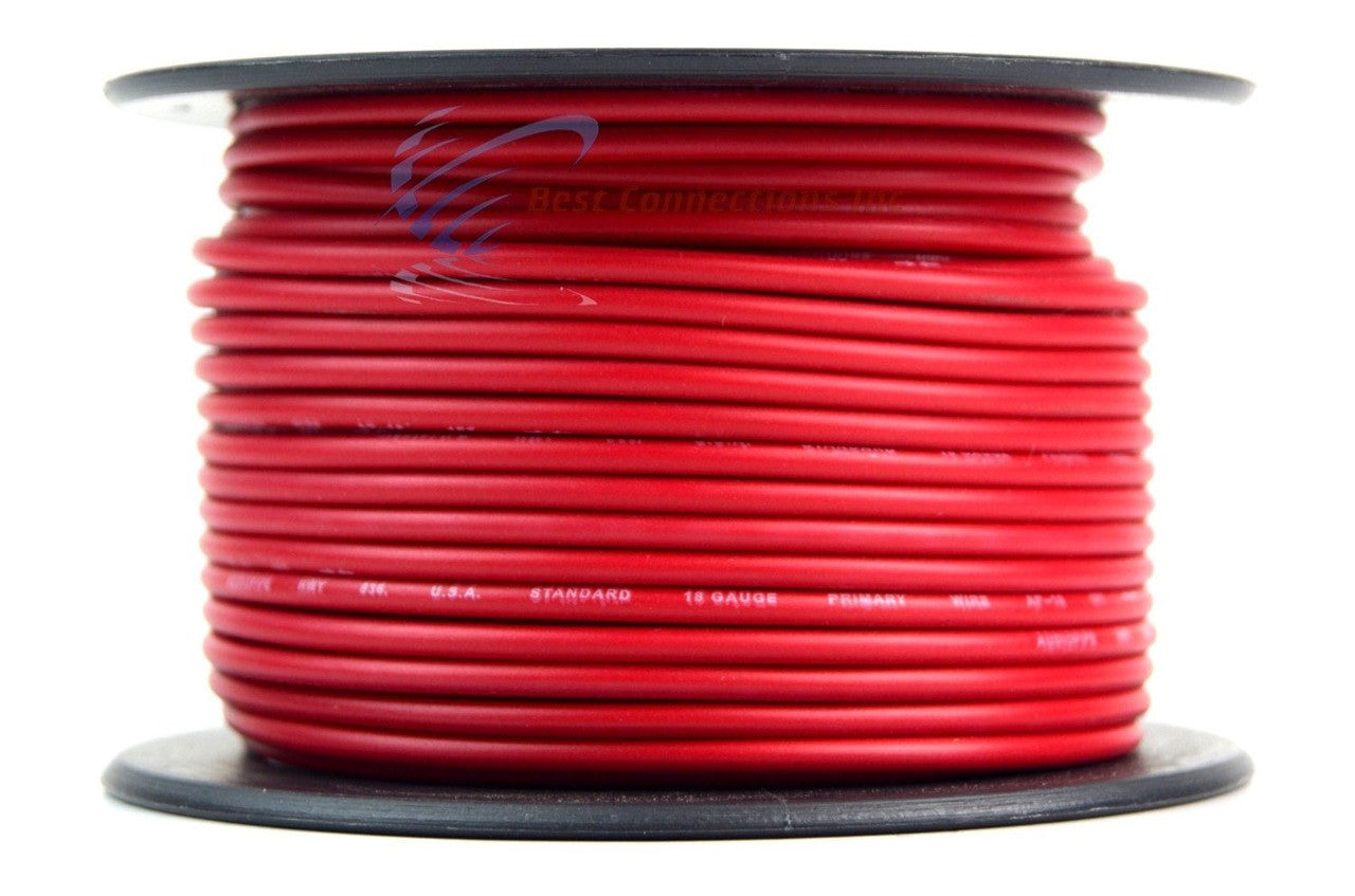 Audiopipe 18 Gauge Car Audio Primary Wire (100ft–Red)– Remote, Power/Ground Electrical