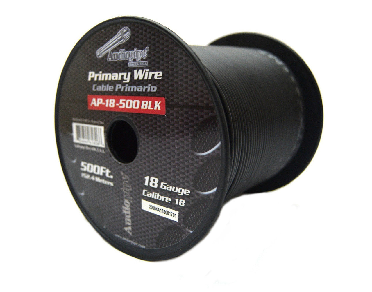Audiopipe 18 Gauge Car Audio Primary Wire (500ft–Black)– Remote, Power/Ground Electrical