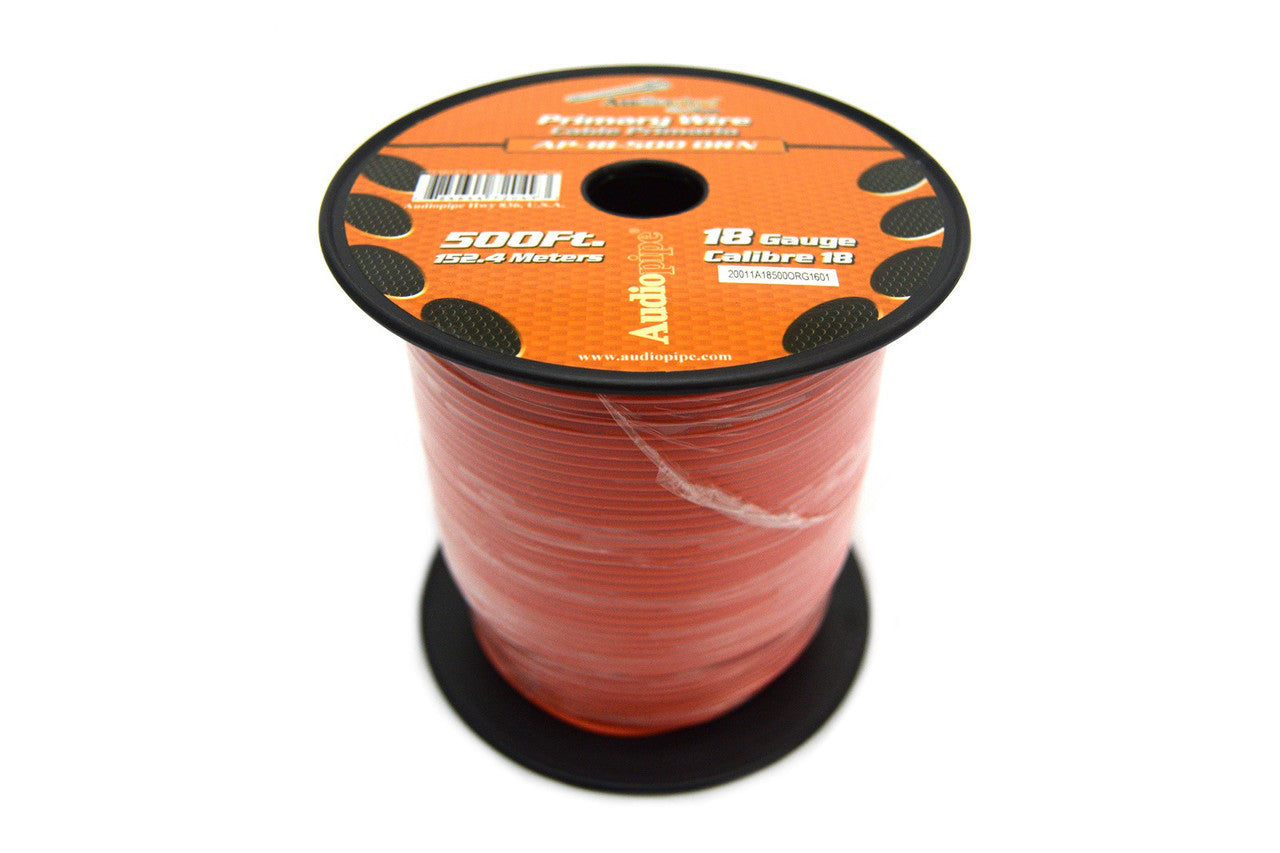 Audiopipe 18 Gauge Car Audio Primary Wire (500ft–Orange)– Remote, Power/Ground Electrical