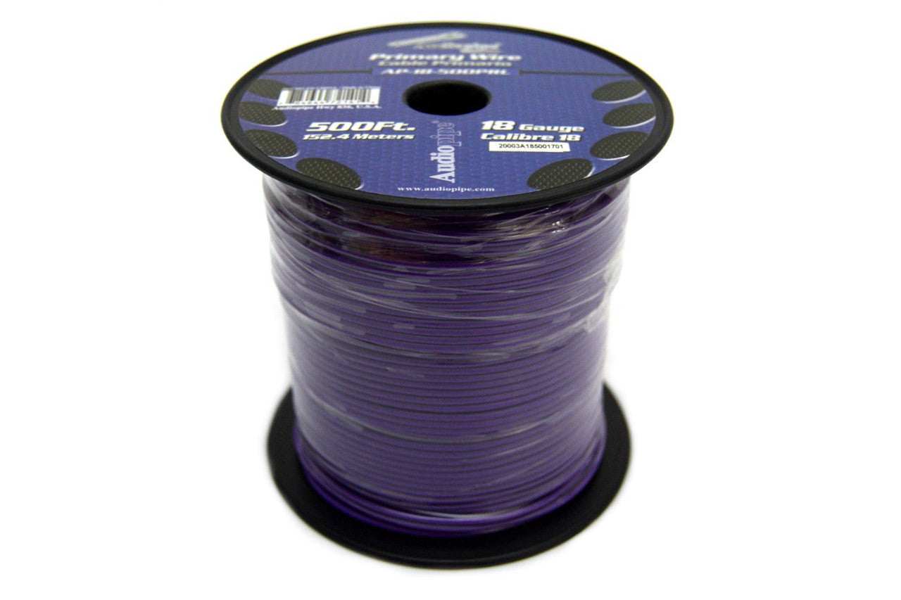 18 Gauge Car Audio Primary Wire (500ft–Purple)– Remote, Power/Ground Electrical
