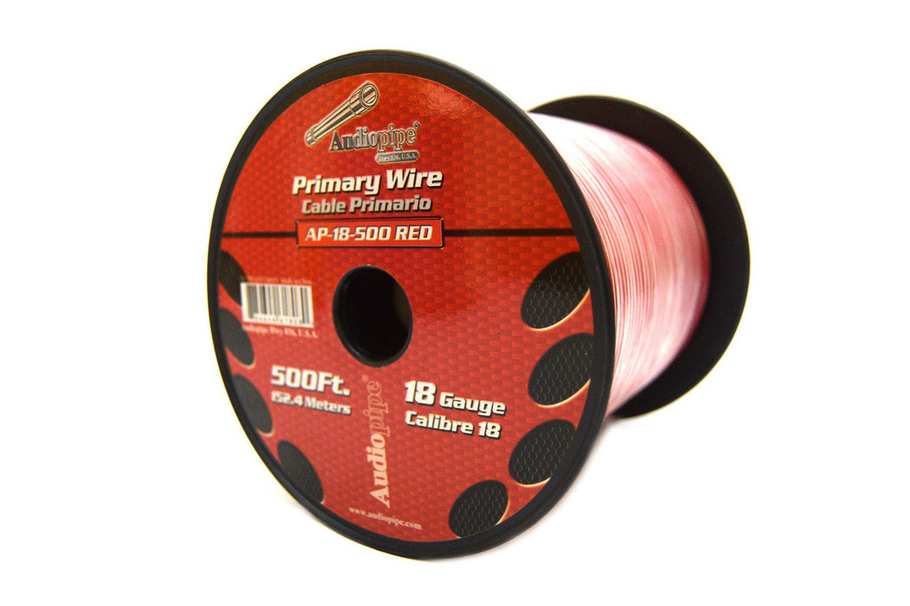 Audiopipe 18 Gauge Automotive Primary Wire (Red & Black 500ft Each) Ideal for Trailers and Lighting Circuits | Durable Primary/Remote, Power/Ground Electrical Wiring