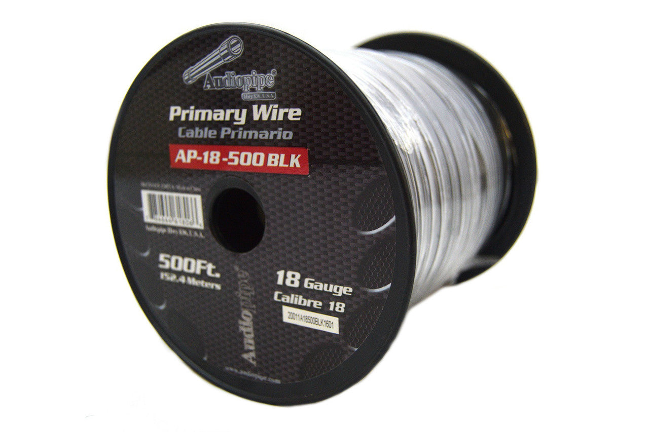 Audiopipe 18 Gauge 500 Feet Black Audiopipe Primary Power Wire Remote Car Audio Home