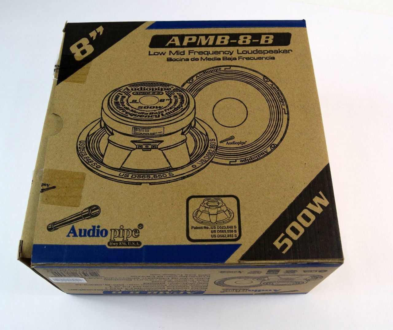2 Pairs 8" 500W Full Range Loud Speakers Low Mid Range Audiopipe APMB-8-B
