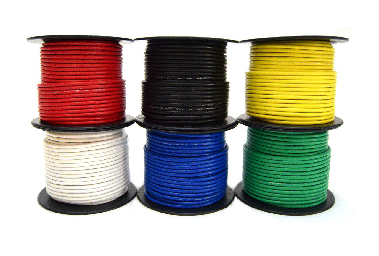 14 Gauge Car Audio Primary Wire (100ft–6 Rolls)– Remote, Power/Ground Electrical