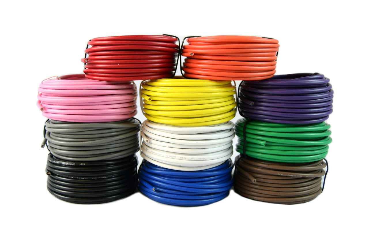 14 Gauge Automotive Primary Wire Bundle Set (25ft–11 Rolls Set) Durable Primary/Remote, Power/Ground Electrical Wiring for Trailer, Car Audio, Lighting Circuits
