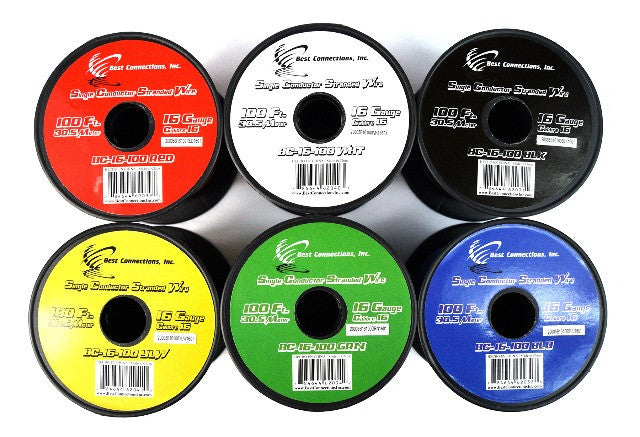 6 Rolls 16 Gauge 100' Feet Single Conductor Stranded Remote Wire 600' Total