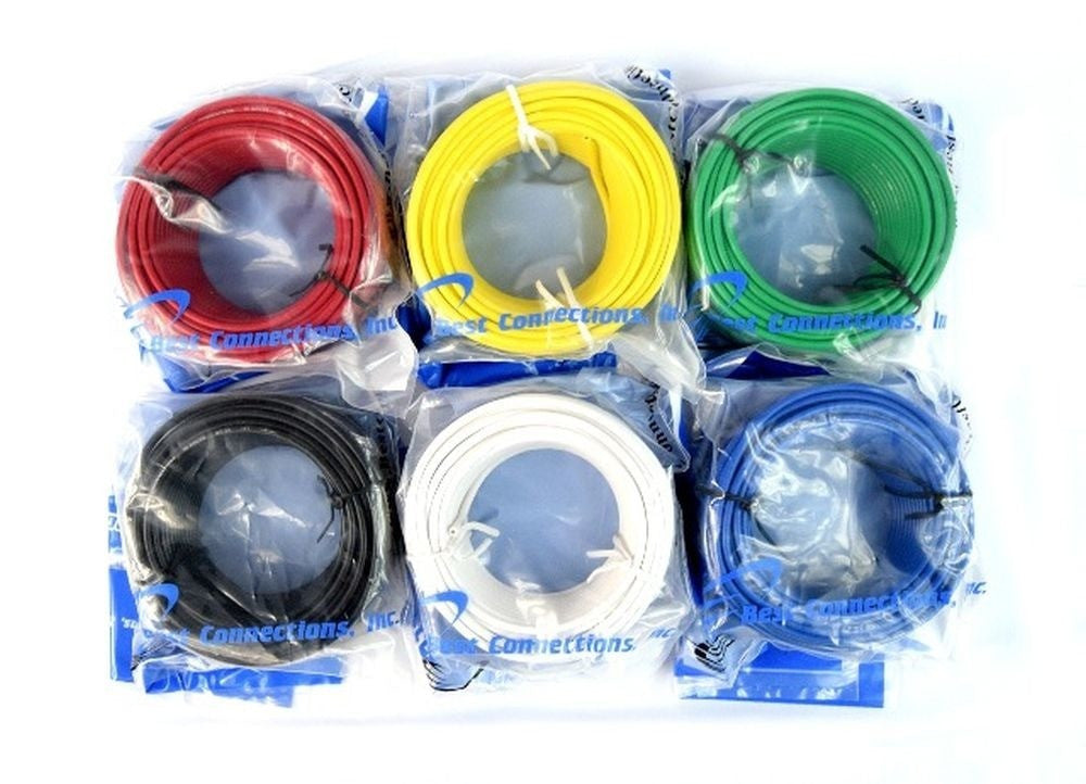 BEST CONNECTIONS 18 Gauge Automotive Primary Wire | Ideal for Automotive, Speaker, and Lighting Circuits | Primary/Remote, Power/Ground Electrical Wiring (50 Feet, 6 Rolls)