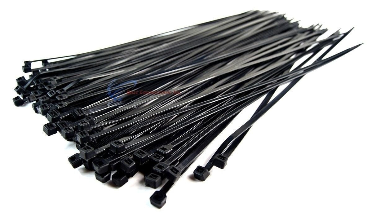 Best Connections 200 Pieces 14" Black Nylon Cable Straps Zip Ties Wire 50 Lbs Tensile Strength