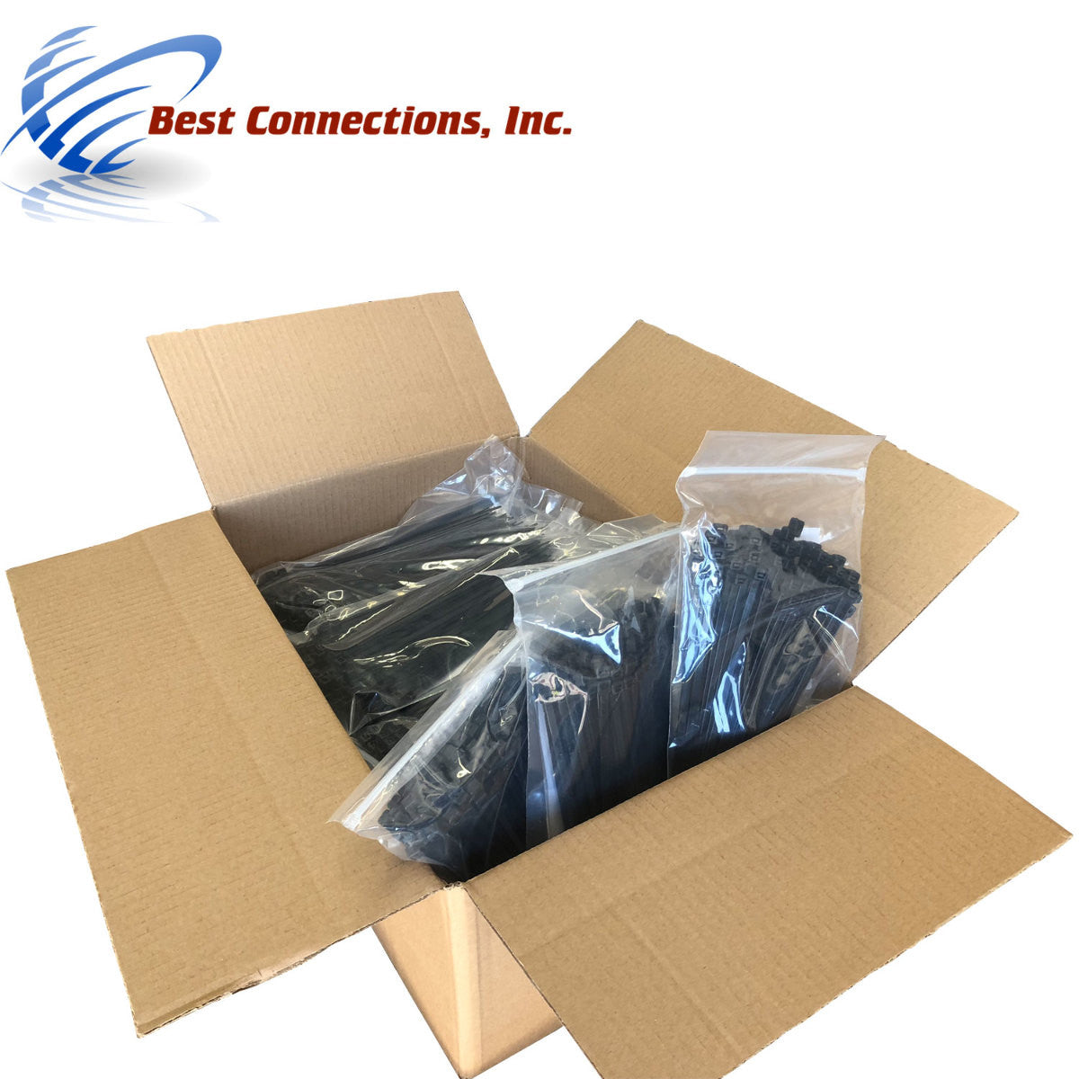Best Connections 10,000 Pcs 7.5" Black Nylon Cable Zip Ties 50 Lbs Tensile Strength