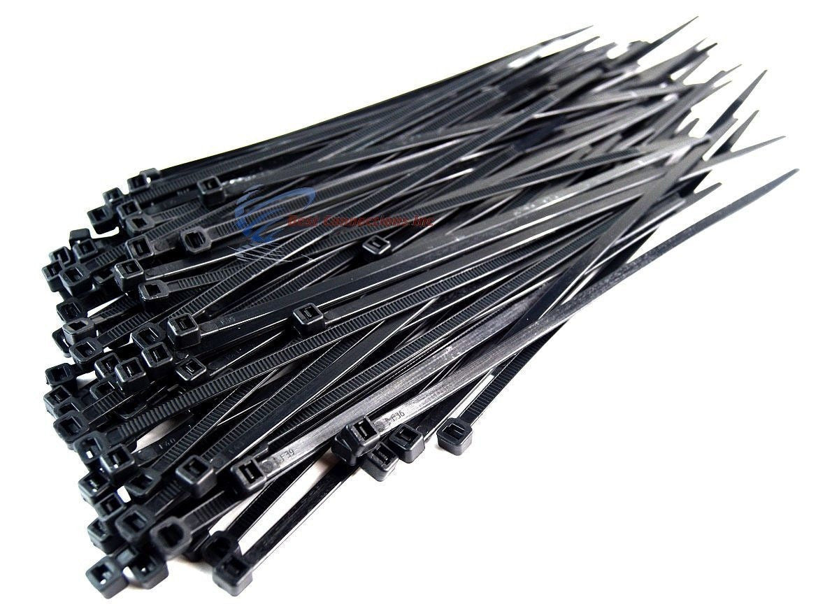 Best Connections 200 Pcs  7" Inch Black Nylon Cable Straps Zip Ties Wire 50 Lbs Test