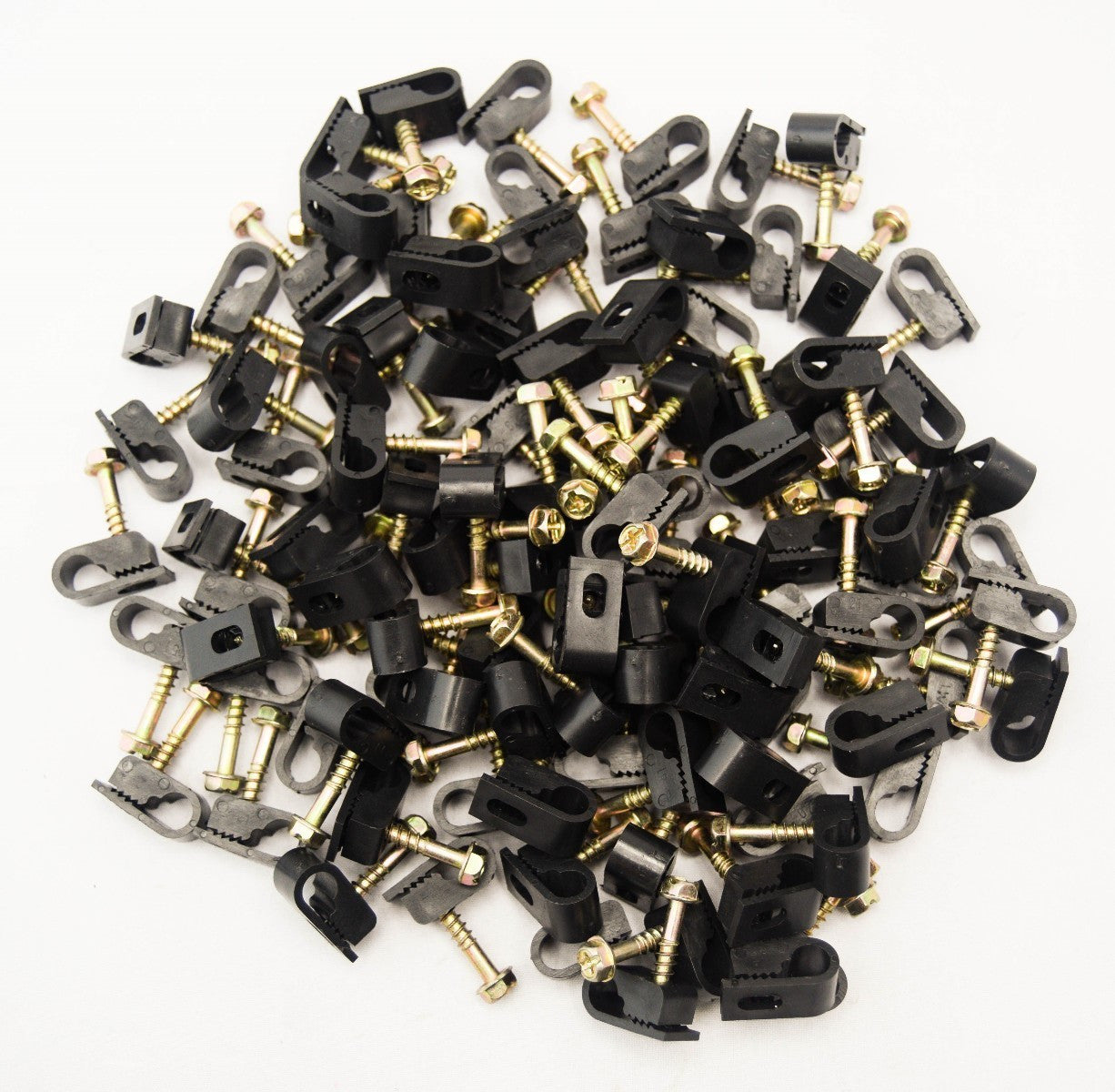 Best Connections 100 pcs Single Black Mounting Coaxial Flex Clips w/ Pre-Inserted Screw RG6, RG59