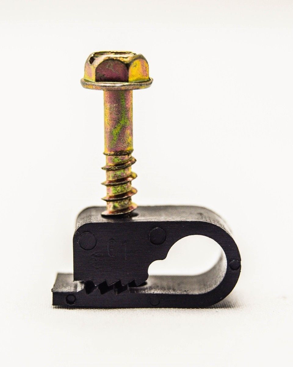 Best Connections 1200 Black Single Flex Clips With Strain Relief Screw RG6 RG59 Coax Cable