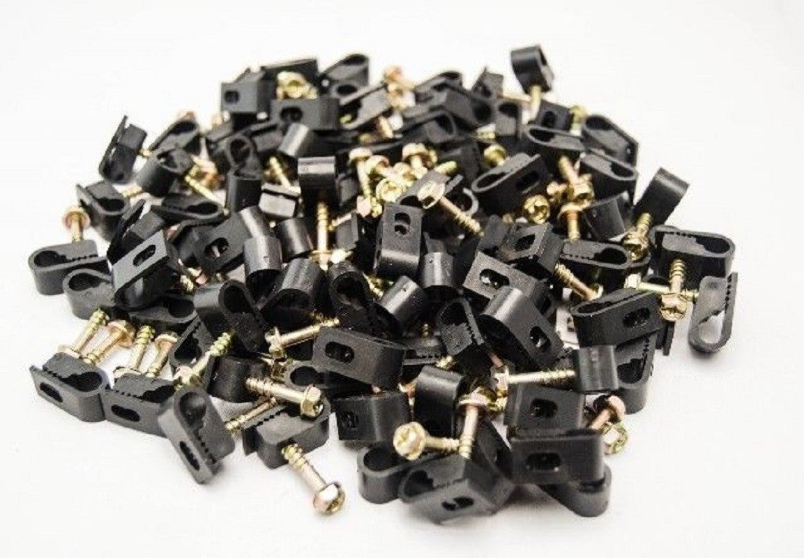 3000 Pcs Single Black Flex Clips with Strain Relief Screw RG5 RG6 Coax Cable