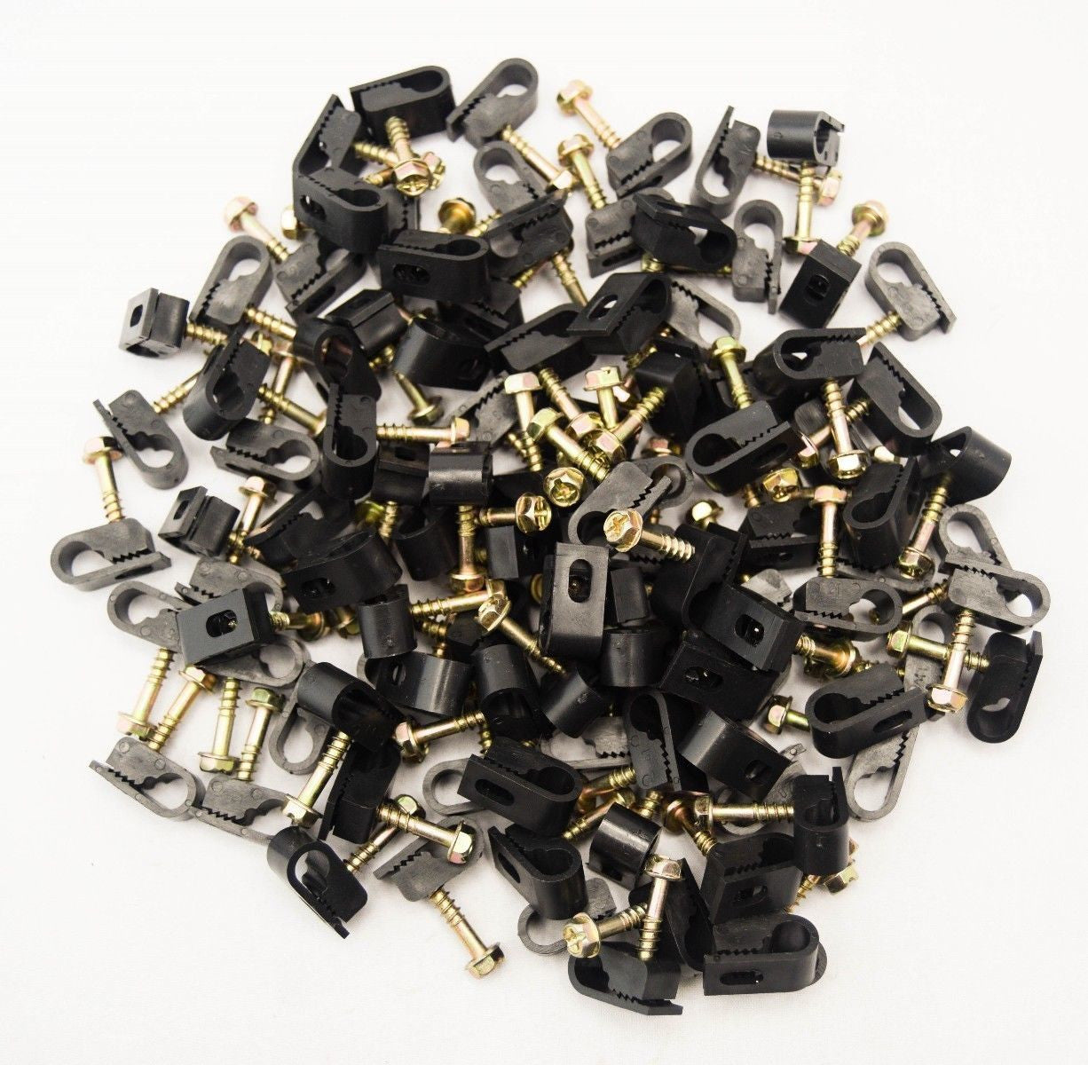 Best Connections 500 pcs Single Black Mounting Coaxial Flex Clips w/ Pre-Inserted Screw
