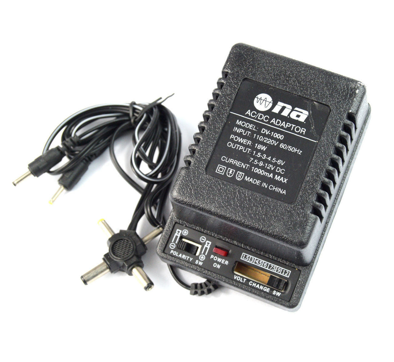 AC DC Power Adapter Polarity Switchable 1000ma 1.5V 3V 4.5V 6V 7.5V 9V 12V DC