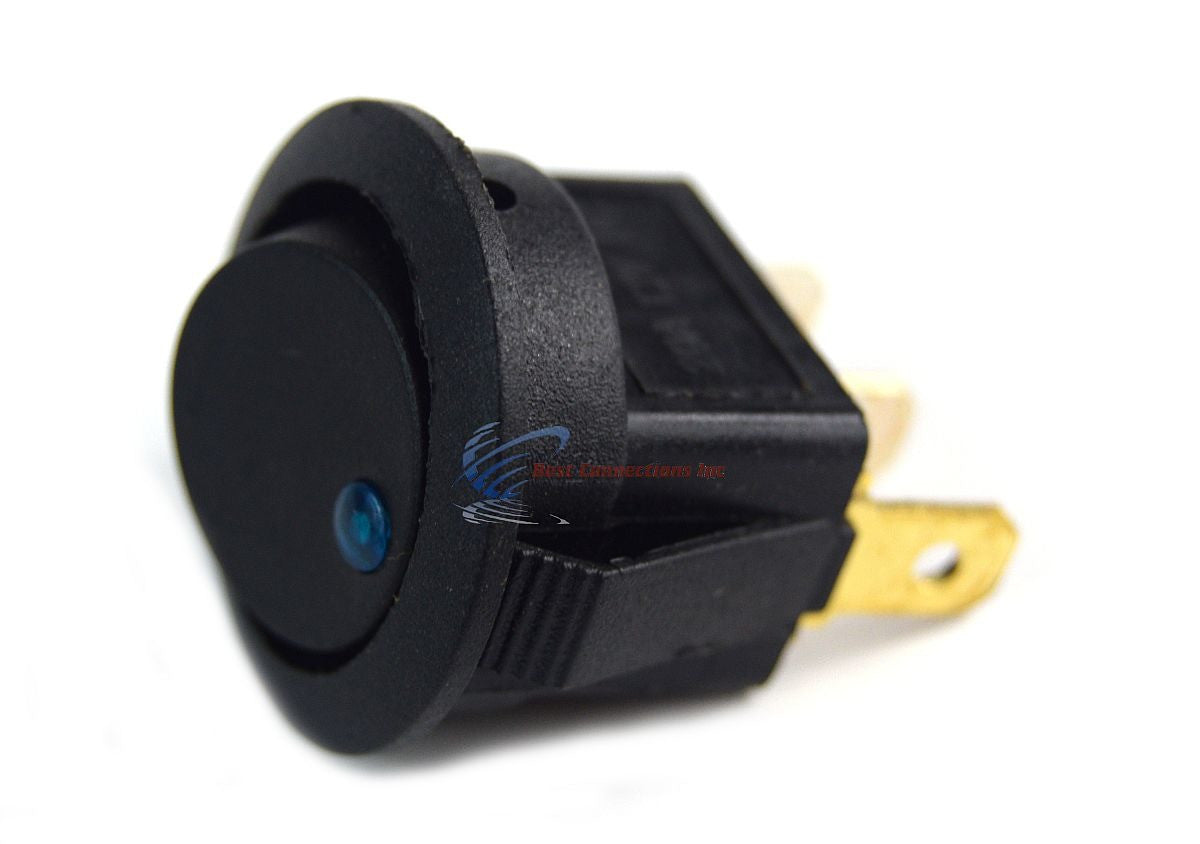 Audiopipe Black Round Rocker Switch with Blue LED 3 Prong CAR SPST TOGGLE 10 PC