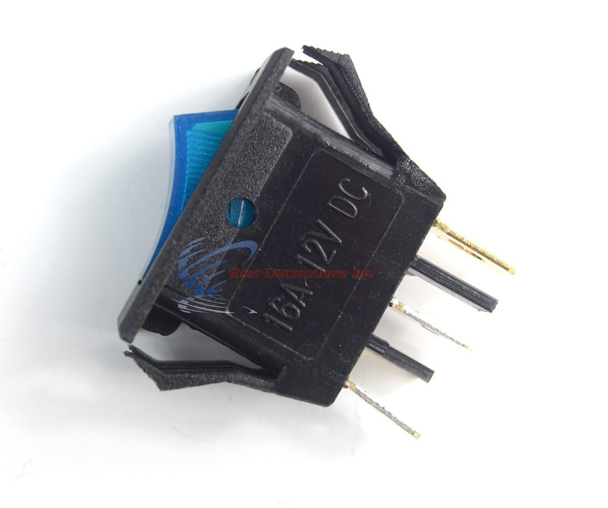 3 pack 12 Volt Lightning Blue LED Rocker Mini Switch On Off Car Automotive