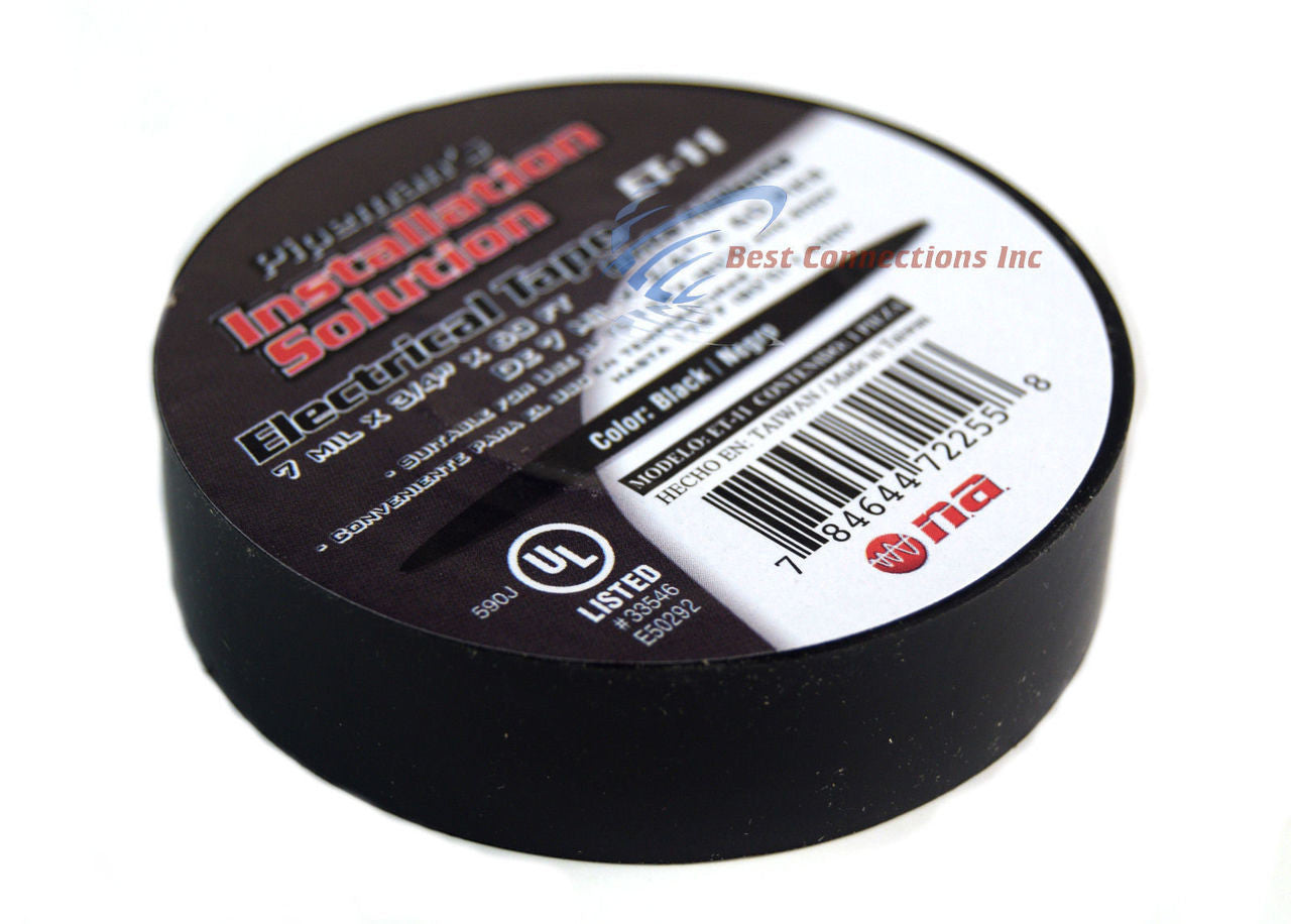 Black Electrical Tape 3/4" x 60' UL Listed ET-11 10 Rolls NA High Quality