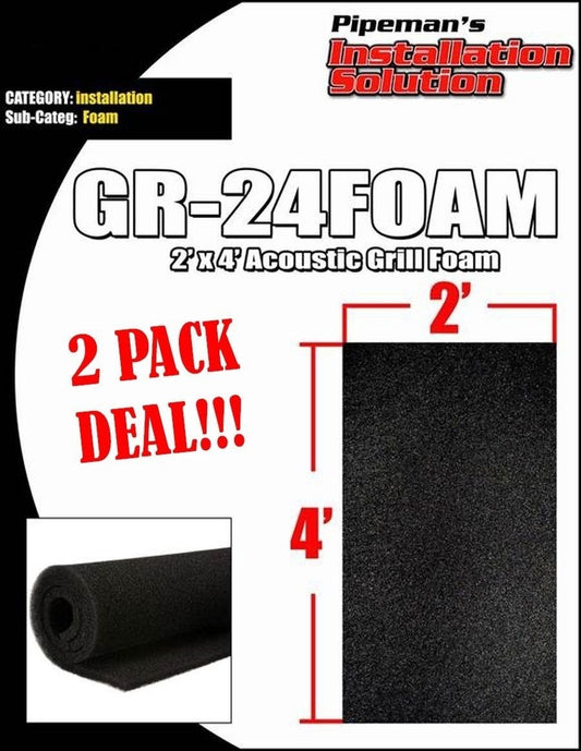 2 Pack DJ Speaker Woofer Cabinet Grill Black Foam 2 Feet x 4 Feet x 3/8" inches Thick