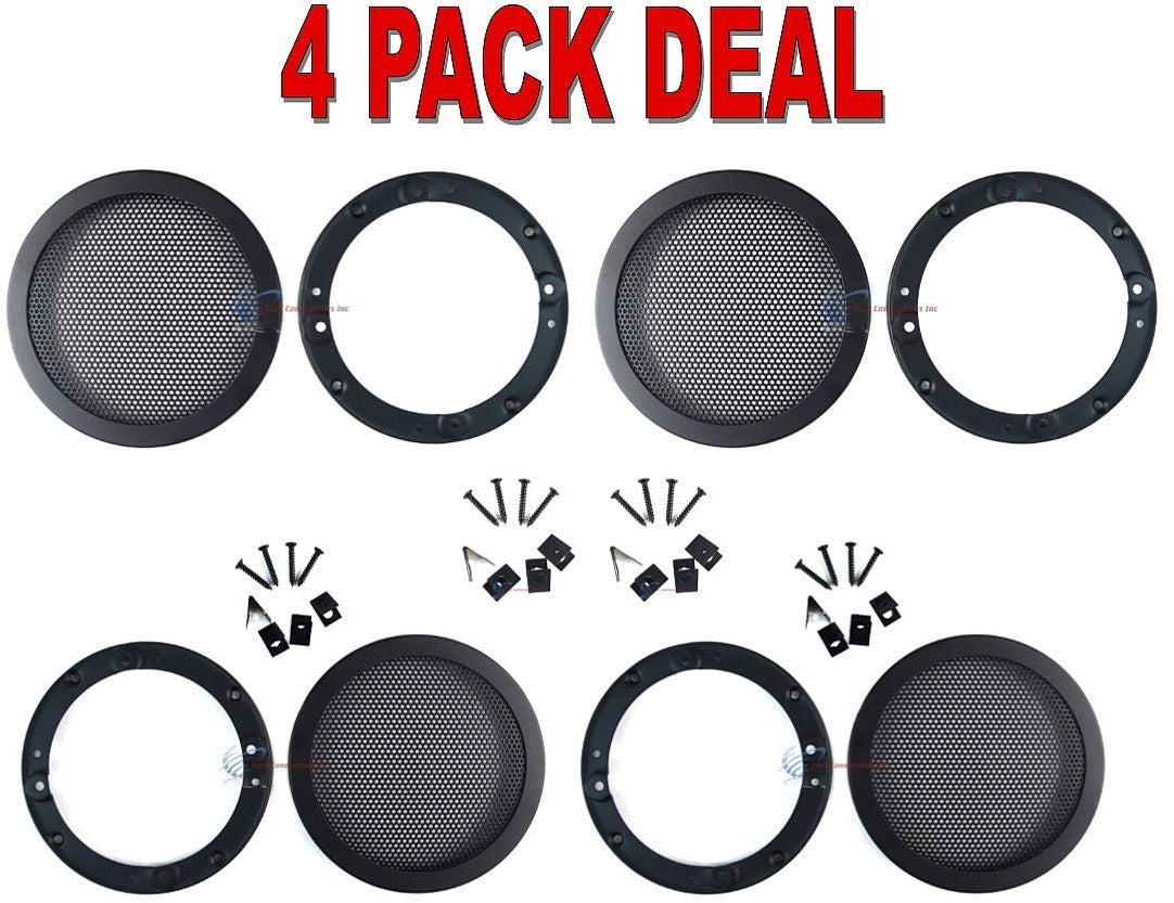 4 Pack 4.5" Inches Car Speaker Woofer Steel Mesh Grill with Speed Clips and Screws GT-4.5 4 Grills