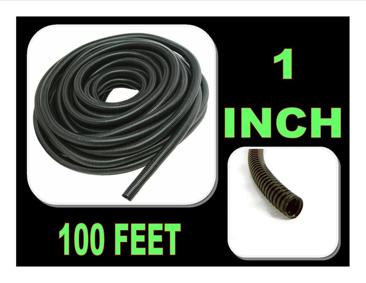 Best Connections 100' Feet 1" Black Split Loom Wire Flexible Tubing Wire Cover Audio