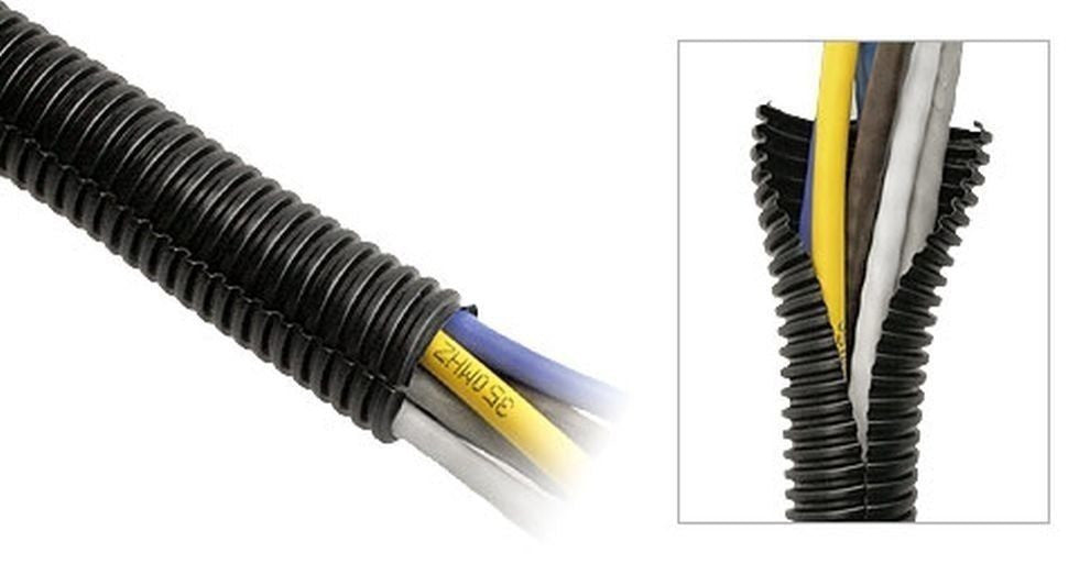 Best Connections Wire Loom Black 200' Feet 1/4" Split Tubing Hose Cover Auto Home Marine poly