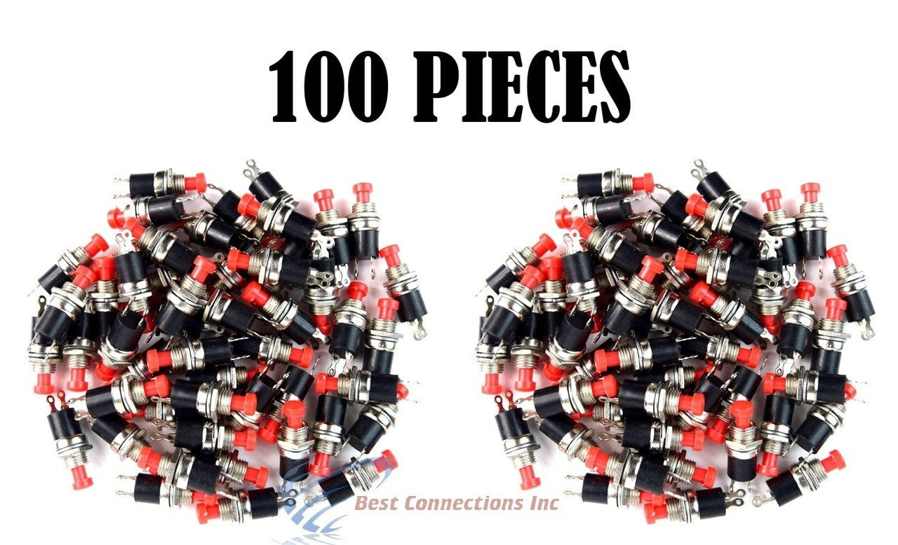 100 Pieces Mini Push Button SPST Momentary N/O Switch Red 2 Pins 100 Pack NB-602