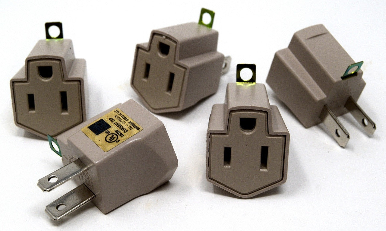 1 CASE 480 PK Electrical Ground Adapter 2 Prong Outlet to 3 Prong Plug AC ETL LISTED