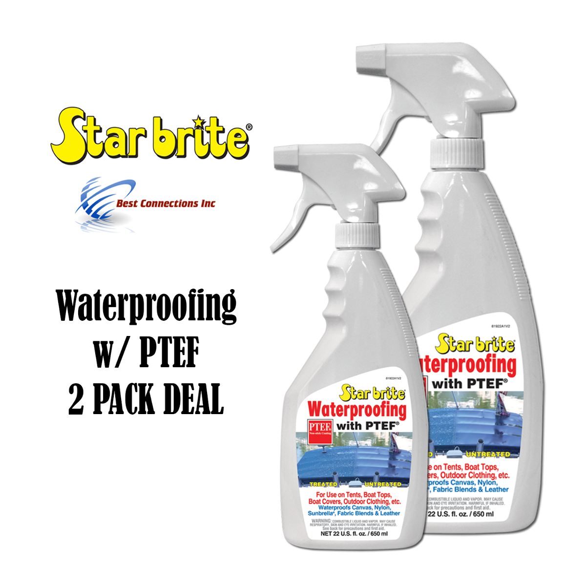 Star Brite Waterproofing W/ PTEF 22oz Marine Fabric UV Protection Stain Repellent 81922 - 2 PACK