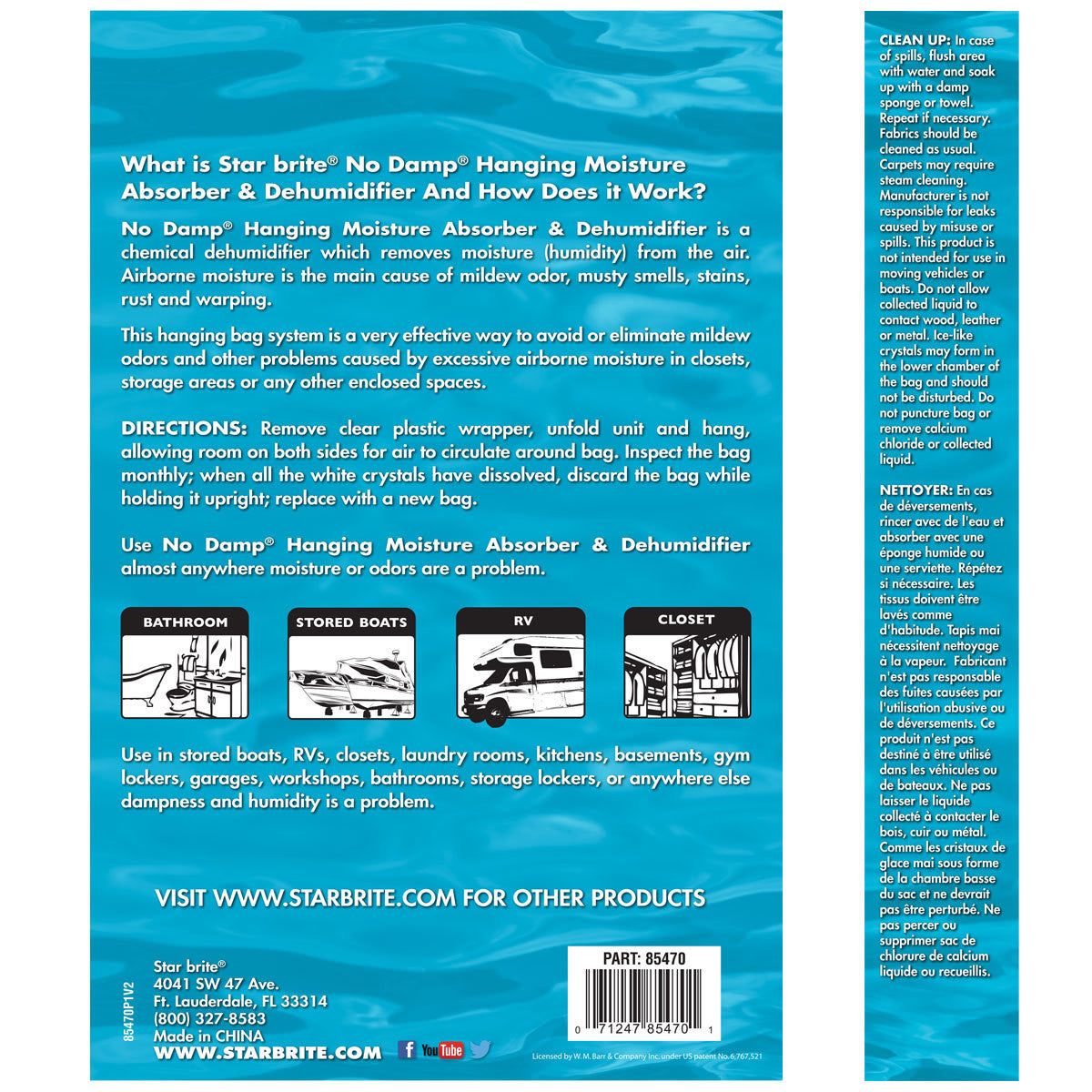 12 Pack Star Brite No Damp Hanging Moisture Absorber & Dehumidifier Display  85470 RV Boat