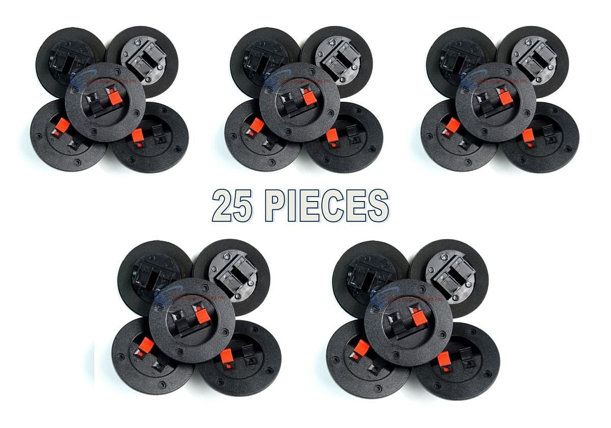 25 Pack Screw Type Round Push Spring Terminal Cup Connector Empty Speaker Boxes