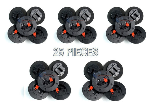 25 Pack Screw Type Round Push Spring Terminal Cup Connector Empty Speaker Boxes
