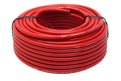 12 GAUGE WIRE RED & BLACK POWER GROUND 50 FT EACH PRIMARY STRANDED COPPER CLAD