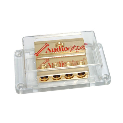 2-Pack Audiopipe Power Distribution Block 24kt Gold 1/0 Ga In 4 Ga Out PB-1044