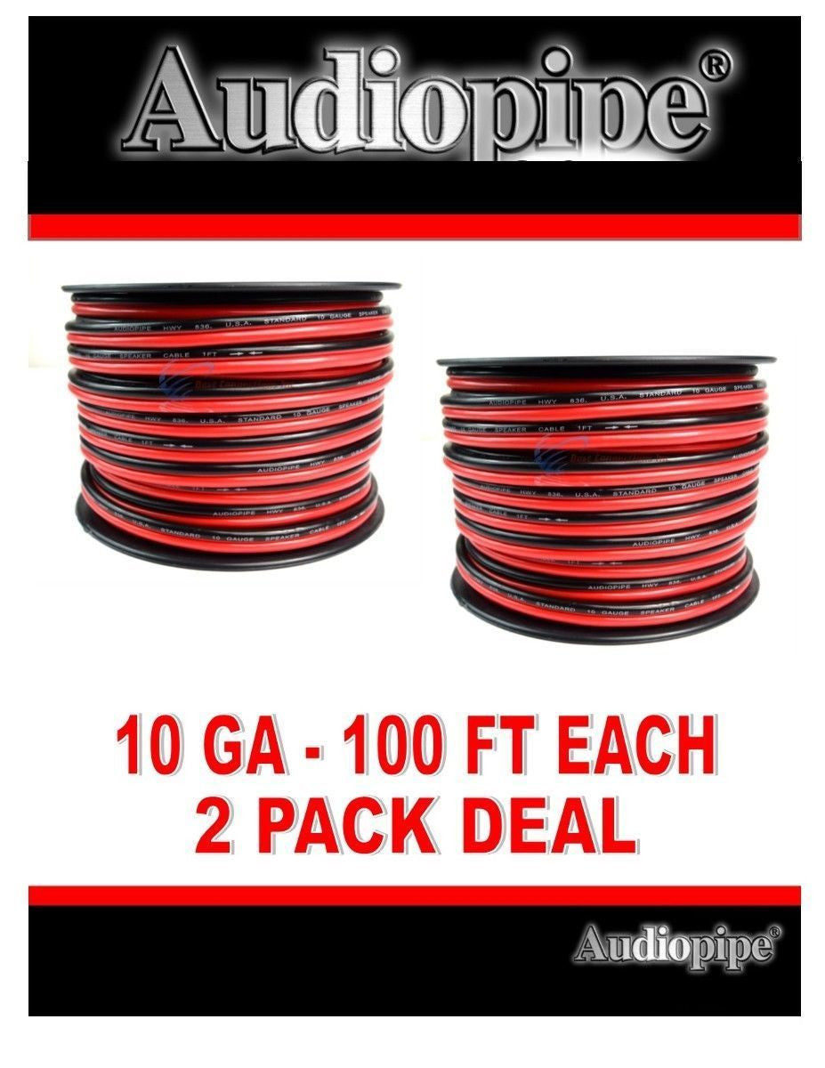 2 Rolls 10 Gauge 100 Feet Zip Red Black Speaker Power Ground Wire Cable