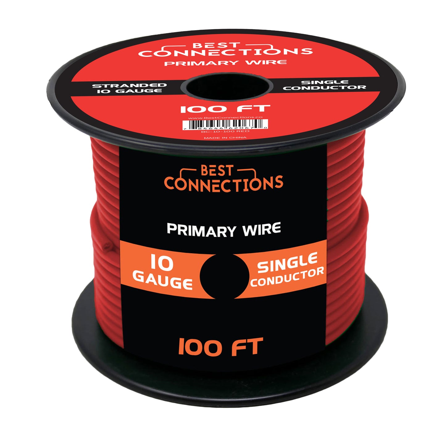 Best Connections 10 Gauge Car Audio Primary Wire (100ft–Red)– Remote, Power/Ground Electrical