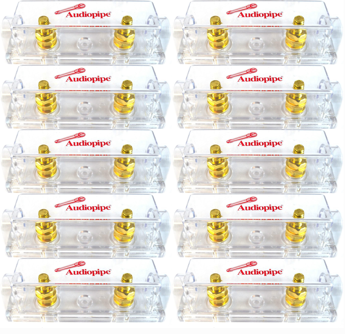 10 Pack of Audiopipe Heavy Duty ANE ANL 24 Kt Gold Finish Fuse Holder Block CQ-1100