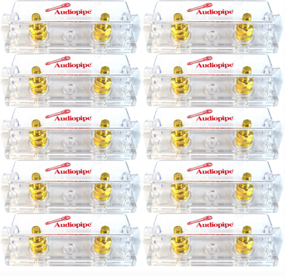 10 Pack of Audiopipe Heavy Duty ANE ANL 24 Kt Gold Finish Fuse Holder Block CQ-1100